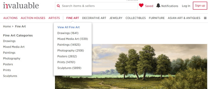 Invaluable.com auction prices for art