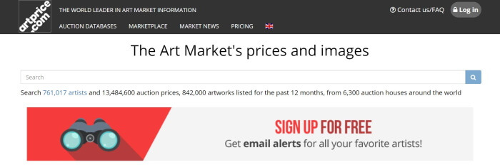ArtPrice.com auction prices for art