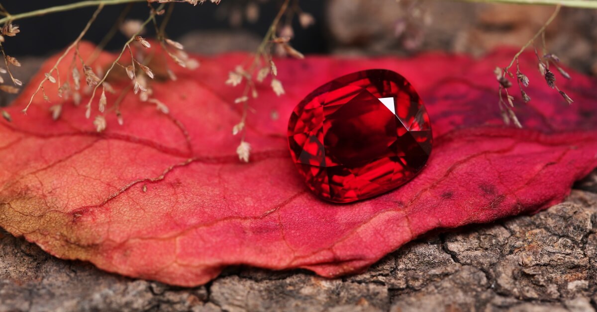 Cut and polished red ruby gemstone